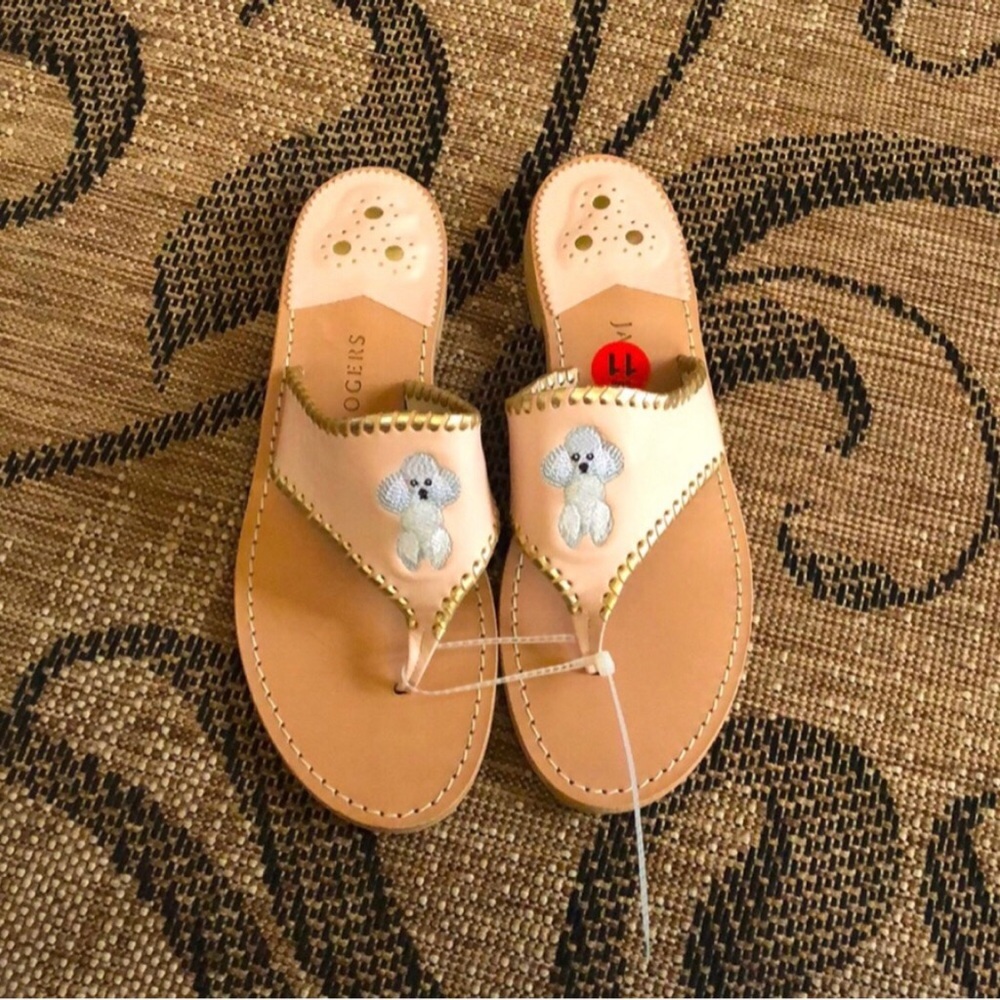 NWOT Jack Rogers Limited Edition Dog Collection Poodle Embroidered Leather 11